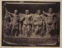 Frammento del rilievo di marmo pario detto l'apoteosi di Augusto, raffigurante una divinità femminile seduta, Agrippa, Marcello, Livia e Ottaviano Augusto: primo chiostro del complesso monumentale di S. Vitale: Ravenna