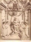 Roma: chiesa di S. Gregorio sul Celio: un dettaglio del tabernacolo, la Madonna col figlio angioli [i.e. angeli] e santi, Mino da Fiesole ?