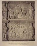 Arezzo: cattedrale: presa del castello di Caprese, la morte del Vescovo Tarlati: bassorilievi nel Cenotafio Tarlati