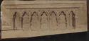 [Sansepolcro: chiesa di S. Francesco: altare maggiore: particolare della base in pietra con colonne tortili e archi trilobati]
