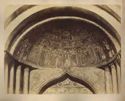 Venezia: basilica di s. Marco: facciata: lunetta della seconda arcata: mosaico con il corpo di s. Marco venerato dal doge e dai magistrati veneti