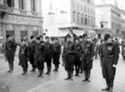 [Il reparto degli assistenti dell'università di Bologna con l'onorevole Franz Pagliani sfila lungo la via Nazionale in occasione della mostra della rivoluzione fascista: Roma: 22 luglio 1934]