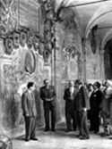 [Alcuni membri del consiglio esecutivo dell'UNESCO ed il dirigente generale Torres Jaime Bodet nel loggiato del cortile dell'Archiginnasio: Bologna: 18 giugno 1950]
