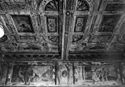 Particolare del soffitto, La tentazione e La cacciata dei progenitori: sala della creazione dopo il restauro: biblioteca universitaria: Bologna