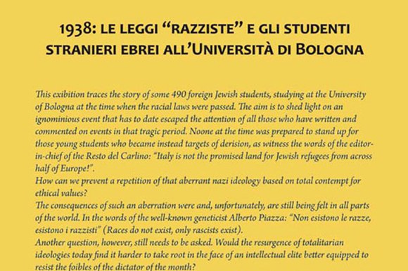 1938: le leggi "razziste" e gli studenti stranieri ebrei all'Università di Bologna 