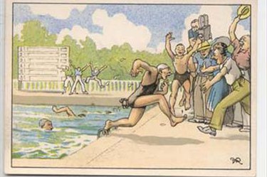 Cartolina - Primi giuochi partenopei 1939 nuoto